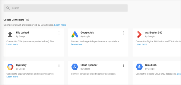 Google Data Studio: scegliere-il-connettore