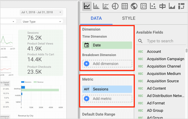 Google Data Studio: scheda-giorno