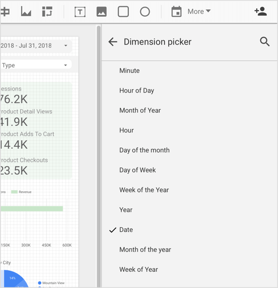 Google Data Studio: selezione-dimensione