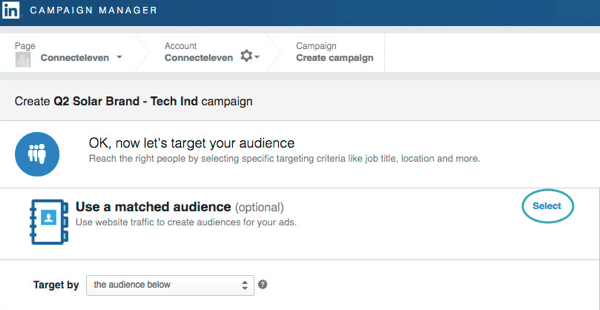 LinkedIn audience: Campaign Manager