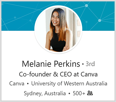 Come migliorare il profilo linkedin: Melanie Perkins