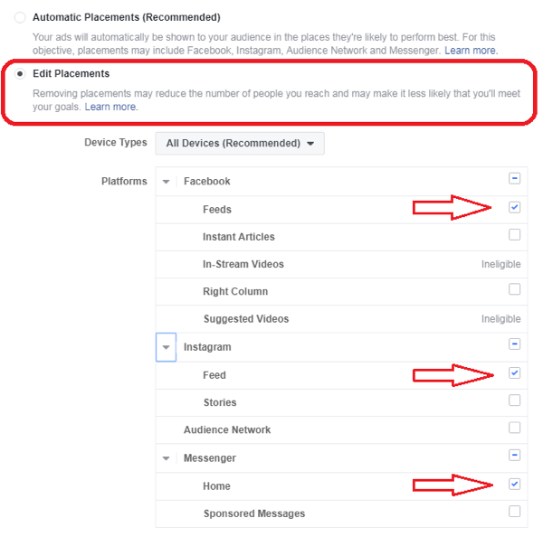 fare pubblicità nei feed su Facebook e Instagram