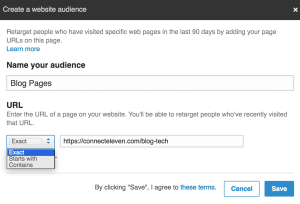 LinkedIn audience: opzione di retargeting