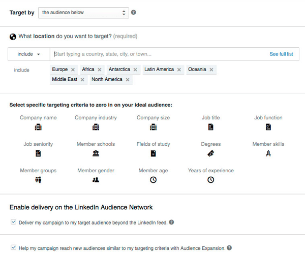 LinkedIn audience: pagina di retargeting