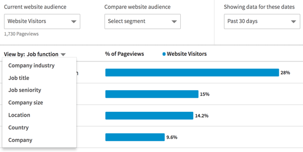 visualizzare le informazioni specifiche sul pubblico del sito Web