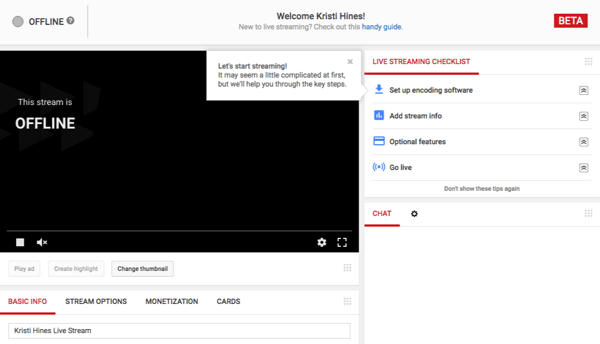 dashboard diretta youtube