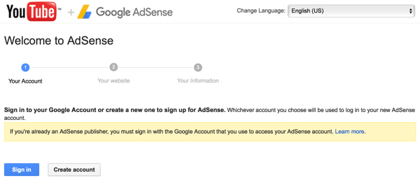 entrare nell'account adsense