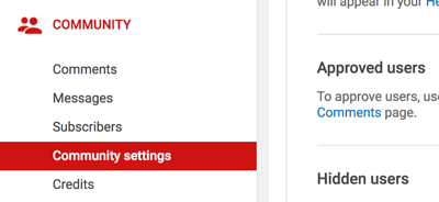 Commenti Youtube: impostazioni community