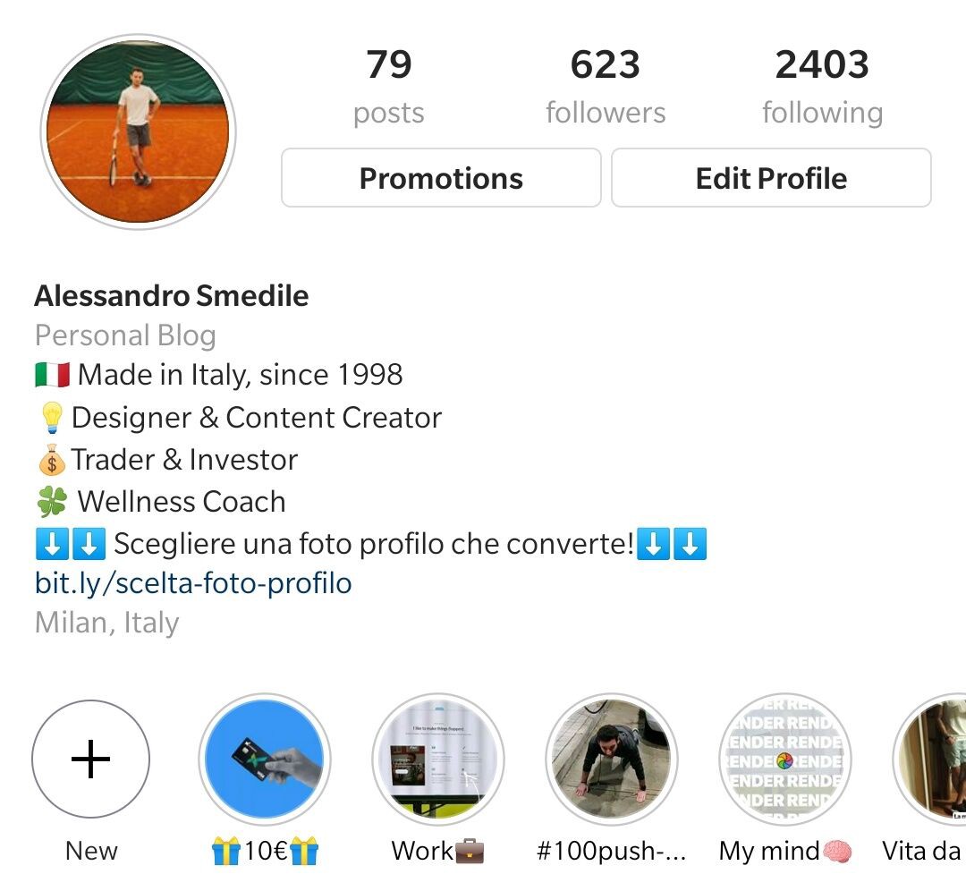 biografia profilo instagram