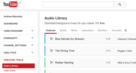 funzioni youtube YouTube Audio Library